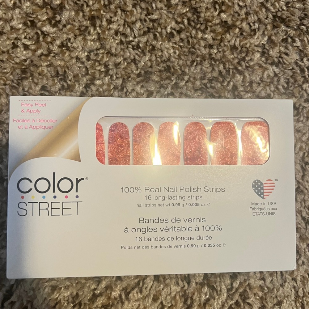 Color Street Blush Hour FDG320 Nail Polish Strips Rose Gold‎ Glitter Floral 16ct